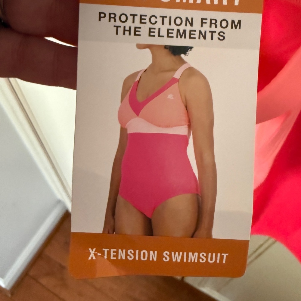 NWT ZeroXposure One Piece Padded Swimwear Size Large Pink and Coral - Picture 5 of 6